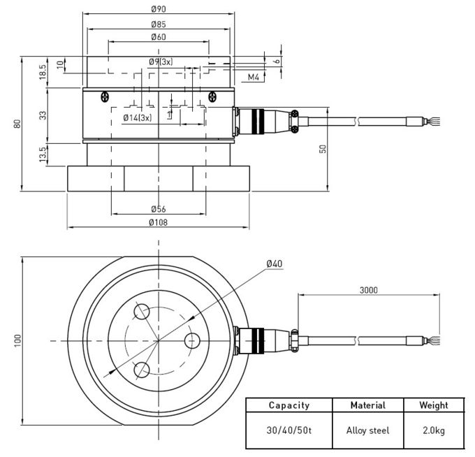 Trasduttore delle cellule del carico di compressione dell'acciaio legato per l'industriale, alta precisione
